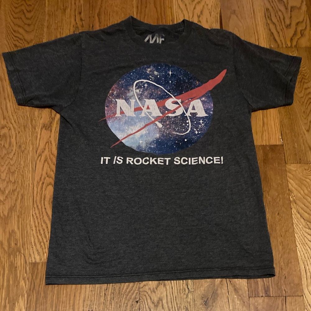 NASA T Shirt Men's S Small It Is Rocket Science! MF Polycotton Gray Used Good